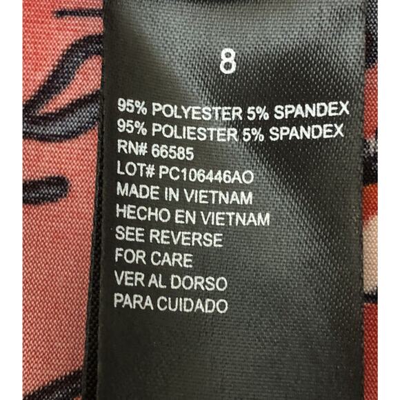 Perceptions Boho Dress Womens 8 Black Floral/Stripe Stretch Lightweight 3/4 SLV - Picture 9 of 10